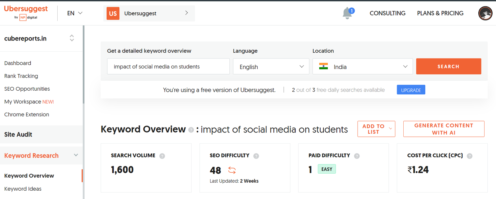 Ranking articles on Google search